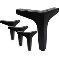 Set of 4 Furniture Legs Load Up to 600 KG, 10cm Modern Metal Triangle Shaped Table Leg, Hairpin Furniture Leg for Cupboard, Sofa, with 16 Screws and 4 Leg Protectors, Black