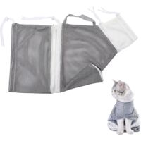 Cat Shower Net Bag Adjustable Cat Wash Bag Multifunctional Cat Restraint Bag for Cat Bathing, Nail Trimming, Ear Cleaning(3PCS, Blue+Pink+Gray)