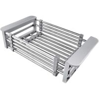 Cabilock Stainless Steel Dish Drainer Telescopic Drain Basket Kitchen Colander Strainer Washing Bowl Fruit and Vegetable Basket for Kitchen Sink