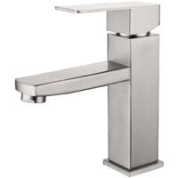 ZVD Robinet de lavabo à une poignée, robinet de salle de bain chaud et froid en acier inoxydable, nickel brossé