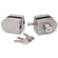 Glass Door Lock, Security Lock, 304 Stainless Steel Glass Door Lock with 2 Keys, No Drilling, Suitable for Home, Hotel, Bathroom, Showcase