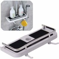 Bathroom Drilling Brackets Shower Pole Shelf Height Adjustable Shower Pole Shelf Shelf Rack Organizer with Rail Bathroom Holder Adjustable Height for Shower Rail