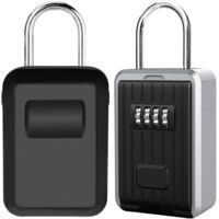 Wall Mounted Security Key Box Key Box with 4 Digit Numeric Code, Extra Large Lock Box Outdoor Key Safe with Handle, XL Size Coded Key Box (Black)