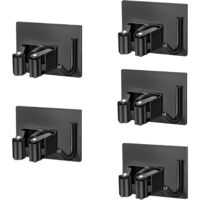 Wall Mounted Broom Holder, 5 Pieces Adhesive Wall Mounted Broom Holder with Position and Hook, Wall Mounted Broom Holder Storage Wall Mounted Broom Holder without Drilling for Kitchen Bathroom Garden