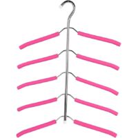 5 In 1 Stainless Steel Metal Non-Slip Sponge Multi-Layer Clothes Hangers Space Saving Multi Hanger Magic Hanger Storage(Pink)