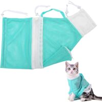 Cat Shower Net Bag Adjustable Cat Wash Bag Multifunctional Cat Restraint Bag for Cat Bathing, Trimming Nails, Clean Ears(2PCS, Blue+Pink)