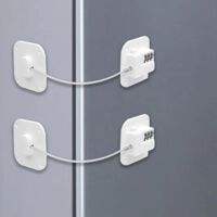 White Code Combination Fridge Door Lock, 2 Pack Child Safety Window Lock with Adhesive for Fridge Cupboard Cabinets, Keyless