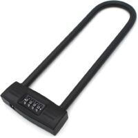 4-digit U lock Motorcycle lock / Bicycle lock - Lockable combination lock / Resettable D for bicycles / lockable door . (Black)