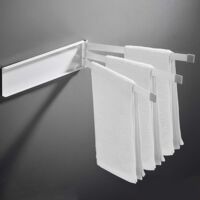 Swivel Wall Mounted Towel Rack with 3 Bars in White Stainless Steel - 180° Rotation - for Kitchen, Bathroom, Toilet - 3 Bars