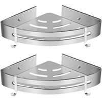 Corner Shower Shelf, Bathroom Shelf Without Drilling Shower Storage Basket Aluminum Wall Adhesive Shower Caddy Shampoo Organizer (Triangle, 2 Pieces)