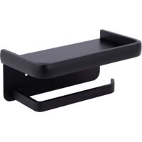 Wall Mounted Toilet Paper Holder Aluminum Roll Holder Toilet Paper Holder with Storage Shelf Black