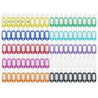 Lot de 100 porte-clés, porte-clés en plastique, porte-clés colorés inscriptibles en 10 couleurs, étiquettes d'identification avec porte-clés, pour clés, bagages ou