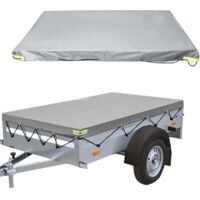 Bâche plate pour remorque - 21412213cm - 420 D - Étanche à la poussière - Pour remorque de 750 kg - Gris