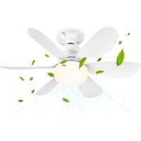 ZVD-Ventilateur de Plafond avec Lumière et Telecommande, 30W Dimmable Ventilateur Plafond LED avec Douille E27, lustre ventilateur de plafond pour Chambre, Salon, 6 Pales,3 Vitesses,Timing [Classe éne