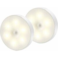 ZVD-Veilleuse Led, Magnétique lampe detecteur de mouvement interieur avec tampons adhésifs gratuits, Coller n'importe où, Capteur sans fil USB rechargeable Blanc chaud Paquet de 2