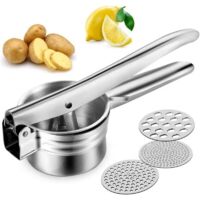 ZVD Manual Potato Ricer, Thickening Stainless Steel Potato Press, Spaghetti Ice Cream Press, Spaetzle Press, with 3 Perforated Discs, Multi-Purpose Potato Masher, for Mashed Potatoes, Juicing, Lemon