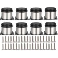 8pcs Adjustable Furniture Legs Screws Included Round Metal Stainless Steel Cabinet Legs Table Feet Cupboard Foot Height Adjustable for Sofa Table Cabinets Shelves 50mm