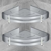 Corner Shower Shelf Bathroom Shelf Without Drilling Basket Shower Storage Aluminum Wall Mounted Shower Shelf Two-piece Storage Box Matte Silver(2pcs)