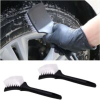 2 Pièces Brosses De Nettoyage pour Roues De Voiture, Brosse d'entretien Jantes Pneus Voiture, Outil Lavage Brosse Pneu pour Voitures, Entretien Jante pour Voiture, Moto Et Vélo(Blanc)