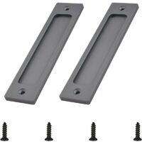 Poignée de porte coulissante rectangulaire, poignée de porte coulissante encastrée en aluminium avec vis de montage, adaptée aux portes coulissantes (gris mat, 2 pièces)