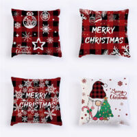 Merry Christmas Throw Pillow Cover, 18 x 18 Inch Winter Holiday Cushion Cover Decoration for Couch Sofa Set of 4