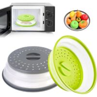 2 Pcs Couvercle Micro Ondes, Couvercle Pliable pour Micro-Ondes,Cloche Micro Onde, Protege Micro Onde, pour Micro-Ondes pour Chauffer Les Aliments, Égoutter Les Fruits et Légumes(Vert+Gris)
