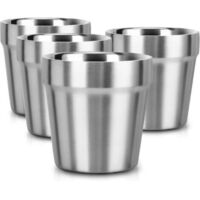 Mini gobelets en acier inoxydable, lot de 4 gobelets en métal, petits gobelets isothermes à double paroi en métal, pour la maison, le restaurant, les fêtes, le camping