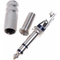 5pcs Jack Prise Jack 6,35mm Male à Souder Stéréo Fiche Male Connecteur Soudure 100% métal,