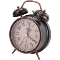 Réveil à l'ancienne, réveil mécanique rétro, ancien réveil traditionnel avec veilleuse (noir)