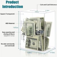 Tirelire en acrylique transparent pour adultes et enfants, grand et robuste pot d'économie d'argent pour pièces de monnaie avec pot de changement de clé, boîte d'épargne