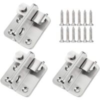 Ensemble de 3 verrous de porte, verrou de porte, verrou de cadenas de porte, levier de verrou de porte, verrou antivol en acier inoxydable avec vis, convient à diverses portes, type à ouverture à gau