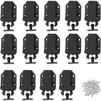 Loquet Porte, 14 Pièces Loquet Porte Placard, Poussoir Porte Placard, Loqueteaux De Porte Placard, Loquets à Libération Tactile, Pour Armoire De Cuisine, Armoire à Vêtements, Tiroirs (Noir)