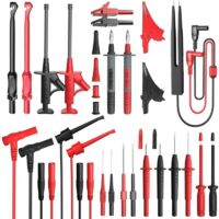 25PCS Silicone Multimeter Test Leads Kit with Replaceable Wire Piercing Probes, Alligator Clips, Test Hook Clips, Test Tweezer for Digital Electrical Multimeter Testing