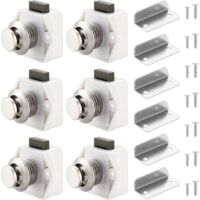 Lot de 6 loquets à bouton poussoir blancs pour tiroirs, armoires, caravanes et bateaux