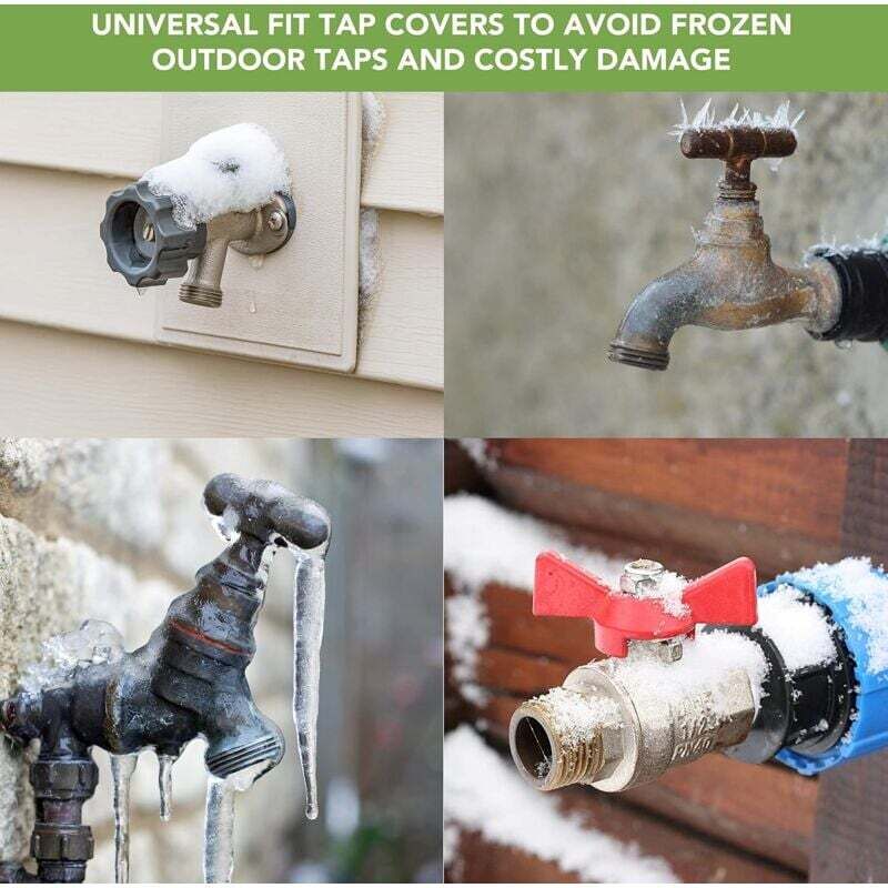 Lot De 4 Housses De Robinet D'extérieur Pro Pour L'hiver – Grandes Chaussettes Isolées Pour Robinet De Jardin, Protection Antigel, 15 X 21,1 Cm