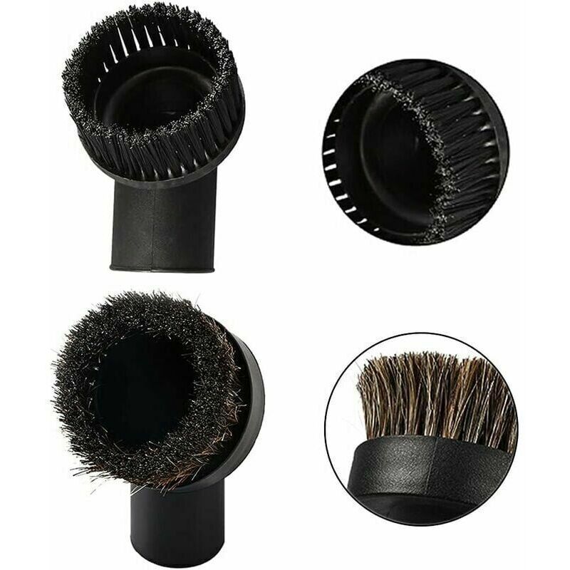 Lot De 2 Brosses à Poussière Rondes Pour Aspirateur - Compatible Tube 32 Mm - Poils Doux En Crin De Cheval