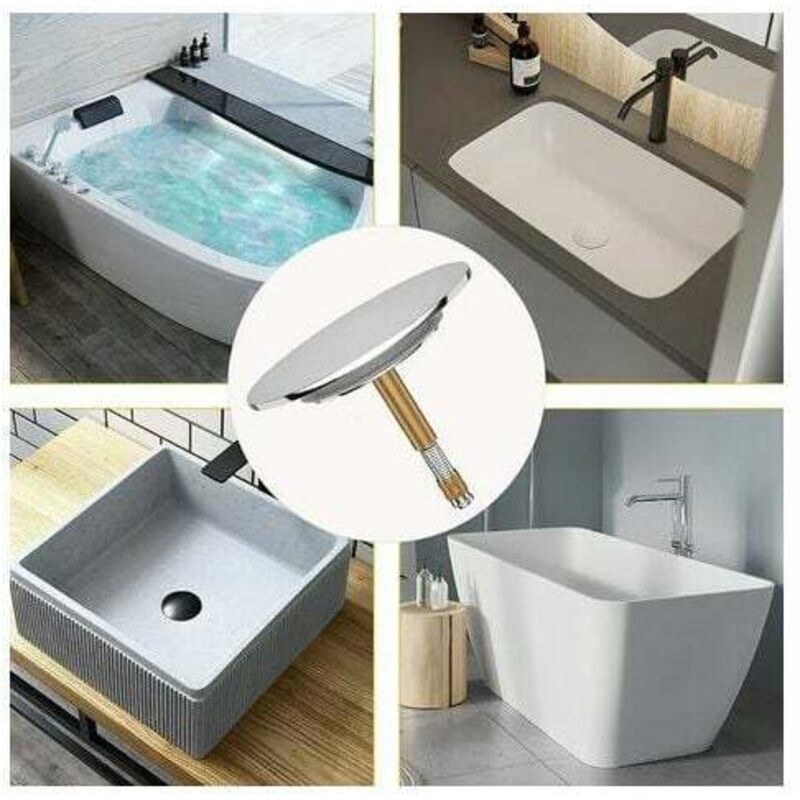 Bouchon De Vidange Universel Laiton Chromé 43mm – Bonde Étanche Baignoire & Lavabo, Vis Réglable 50-55mm, Anti-Rouille & Installation Facile