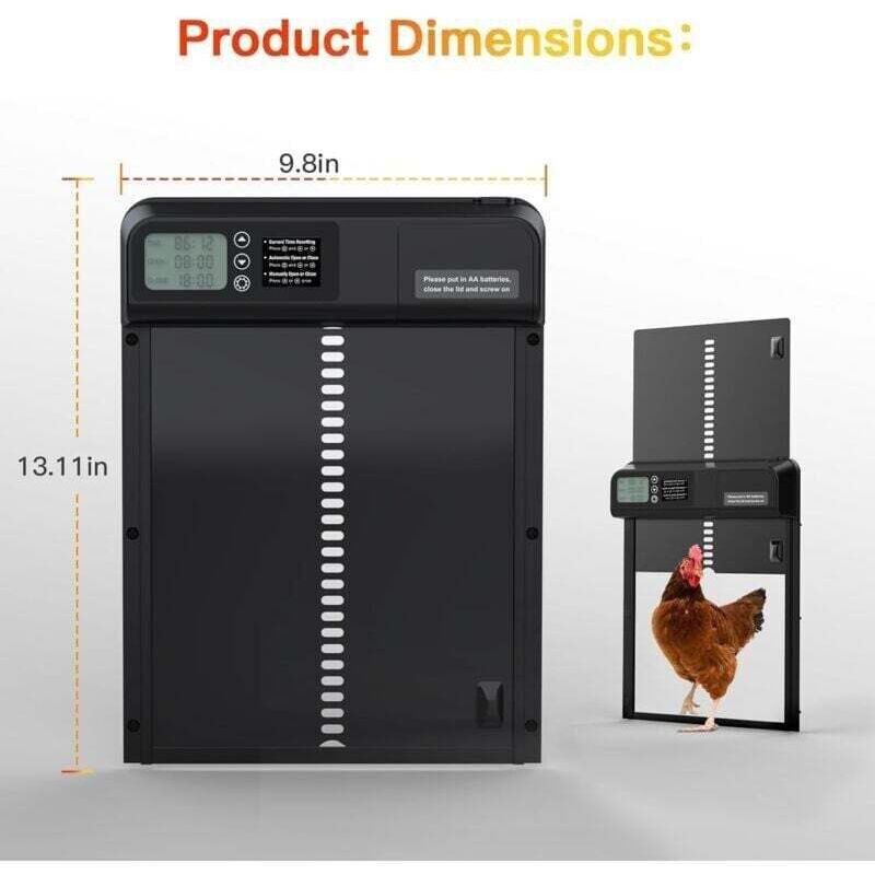 Alovez Porte Automatique De Poulailler Avec Ascenseur Automatique Chronométré, Fonction Anti-Pincement, Minuterie Nuit/Matin, Étanche À La Pluie Et À L'eau, Longue Durée De Vie (Noir