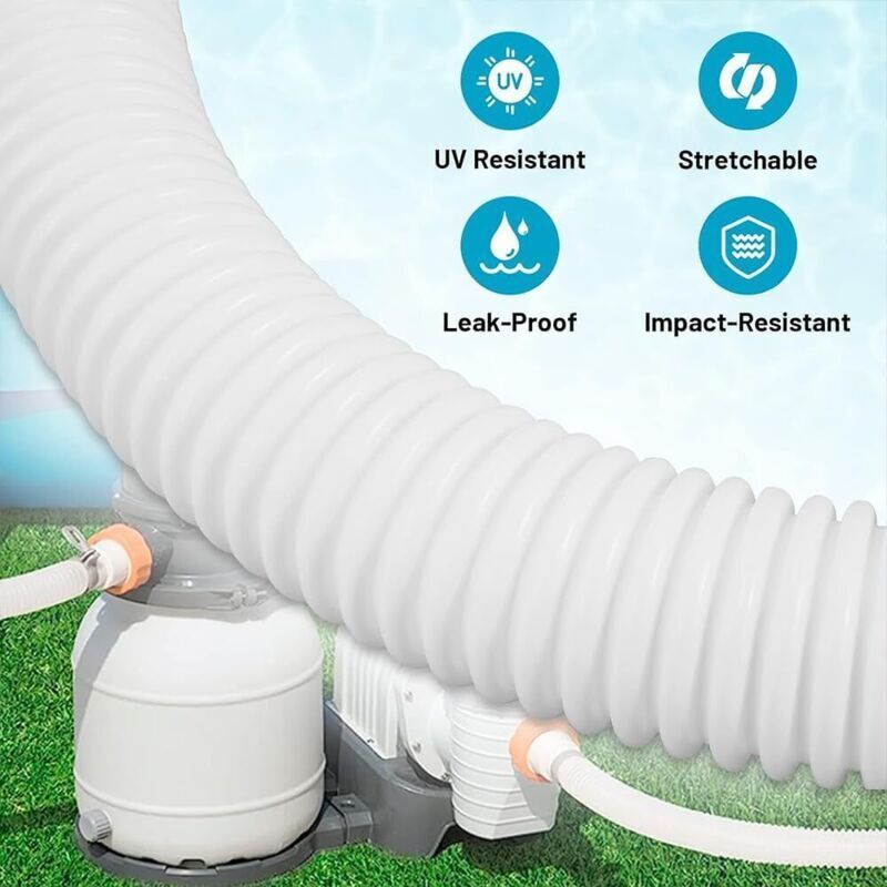 Lot De 2 Tuyaux Piscine 32mm 150cm - Avec 4 Clips Sécurité Et Raccord - Compatible Pompes Filtre