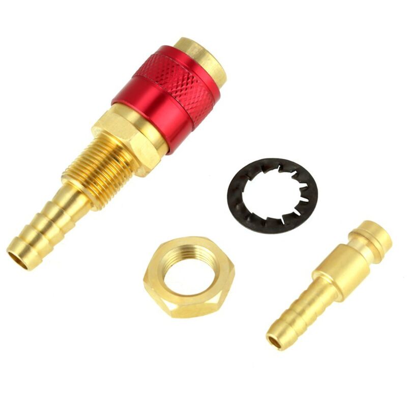 Raccord Rapide 6 Mm Lot De 2 Raccords Rapides Gaz/Eau 6 Mm - Pour Torche De Soudage TIG - En Métal Doré Raccord En Métal Couleur Or
