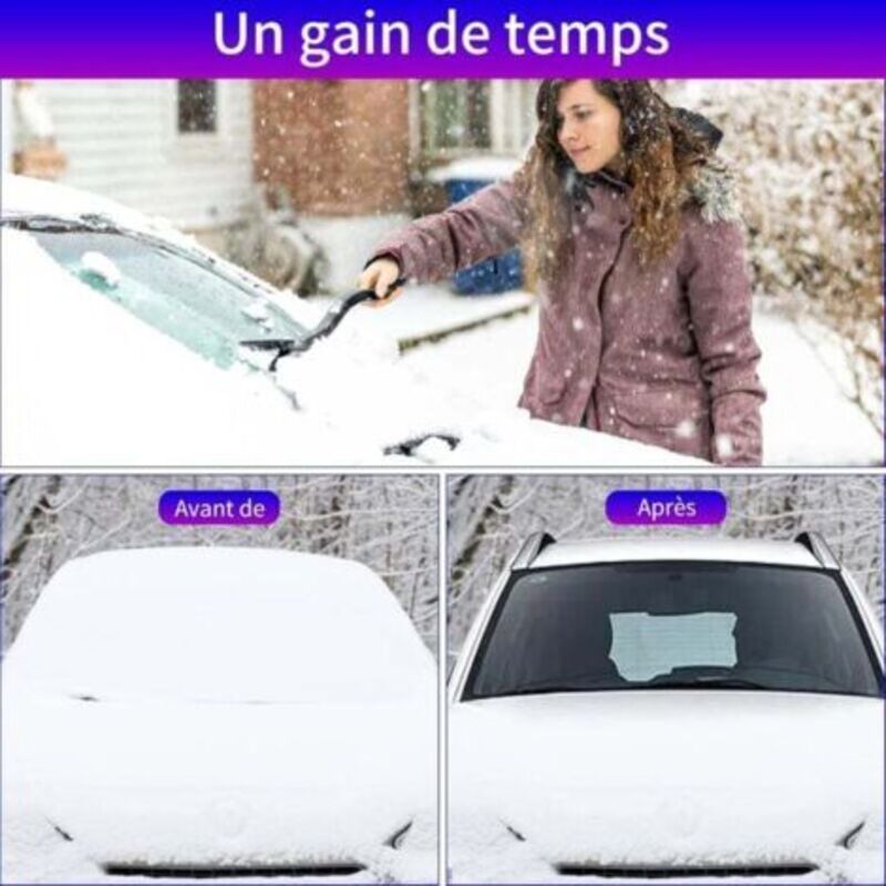 Protection Pare-Brise Givre Hiver 155x115cm Avec 5 Aimants - Couverture Anti-Neige Voiture