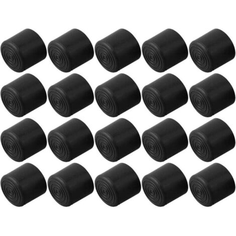 Lot de 20 embouts de chaise en caoutchouc pour pieds de table de sol, évite les rayures, matériau PVC noir (22 mm)