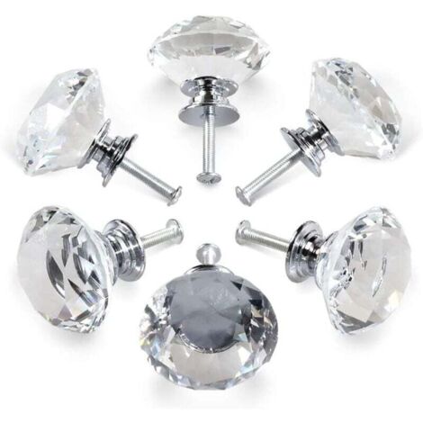 6 poignées en cristal,poignées de porte d'armoire à tiroir en cristal de diamant de 30 mm,poignées de porte en verre de cuisine,armoires de rangement et coiffeuses pour cuisines à domicile et (1/4)