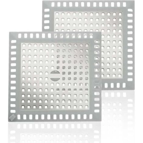 Lot de 2 Attrape Cheveux Douche, Protection de Drain Filtre Evier, Grilles carrées pour bonde de Douche en Acier Inoxydable, Universel Filtre à Cheveux pour Salle de Bain, Baignoire, Cuisine (