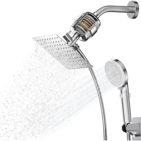 Ensemble de Douche Haute Pression avec Filtre d’Eau, Douchette Mains-Libres et Tête de Douche Plafond pour Salle de Bain (1/5)