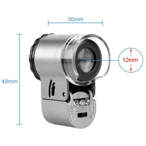 Loupe Bijoutier 60x/50x Pliable LED + UV – Métal, Étui Cuir, Pour Bijoux, Billets, Lecture Fine