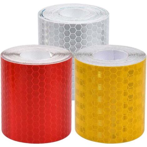 Bande Réfléchissante, Sécurité Ruban Adhésif 3 Rouleau de Ruban de Signalization Autocollants de Réflecteur pour Véhicules VéLo Casque Motocyclettes, 3 Couleurs, 5 cm X 3 M (1/4)