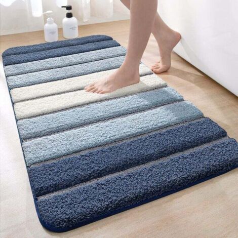Tapis de Bain Antiderapant,Extra Doux Tapis Salle Bain,Lavable en Machine,Absorbant l'eau,50 x 80 cm,Bleu
