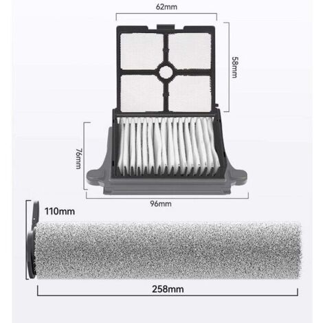 Fixbetter Rouleau de brosse de rechange pour Tineco Floor One S7 Pro/Floor One S6 aspirateur humide et sec, 2 rouleaux de brosse 1 brosse de nettoyage