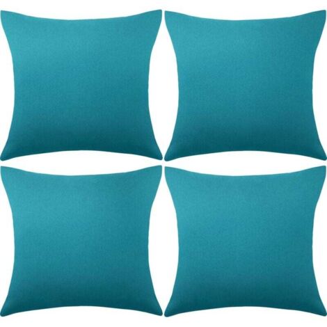 Lot de 4 housses de coussin décoratives d'extérieur imperméables, housse de coussin carrée imperméable pour patio, balcon, jardin, pour canapé, lit, terrasse, canapé, tente, 45,7 x 45,7 cm (bl (1/4)